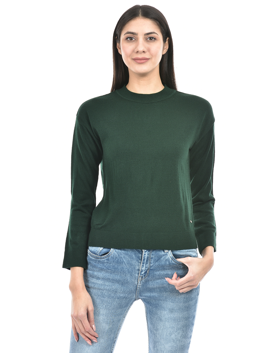 Numero Uno Women Solid Green Sweater
